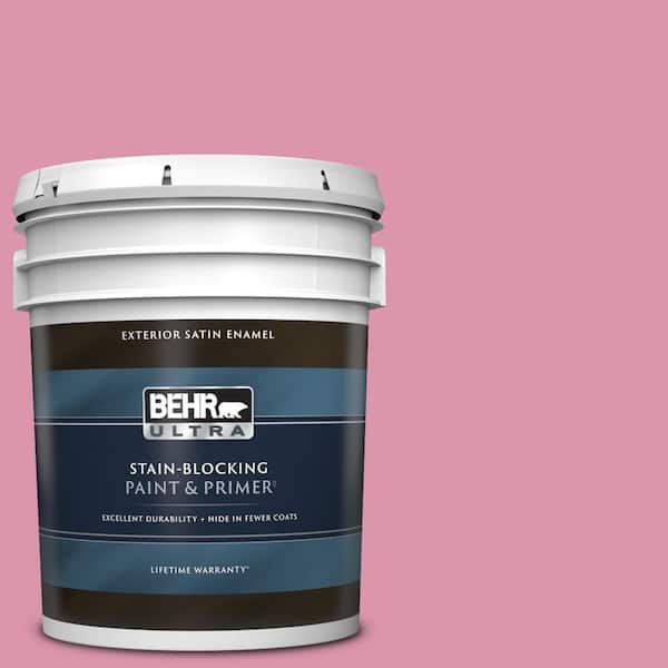 BEHR ULTRA 5 gal. #110B-4 Foxy Pink Satin Enamel Exterior Paint & Primer
