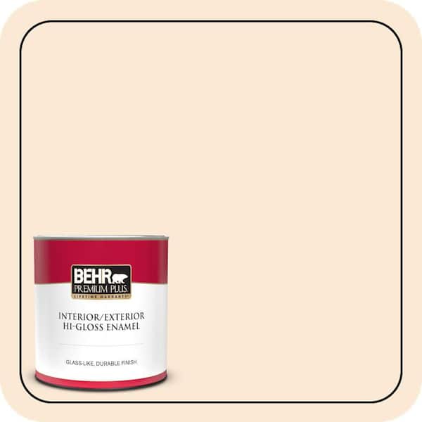 BEHR PREMIUM PLUS 1 qt. #300C-1 Princess Ivory Hi-Gloss Enamel Interior/Exterior Paint & Primer