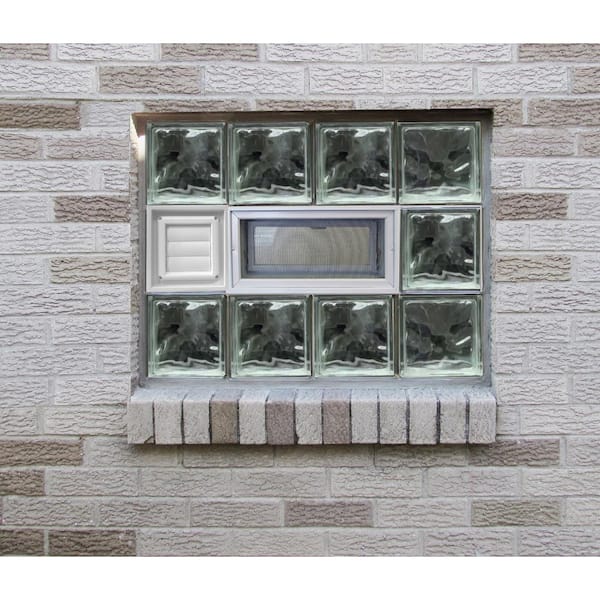 Clearly Secure 28.75 in. x 19.25 in. x 3.125 in. Vented Wave Pattern Frameless Glass Block Window with Dryer Vent 3020VDCDV