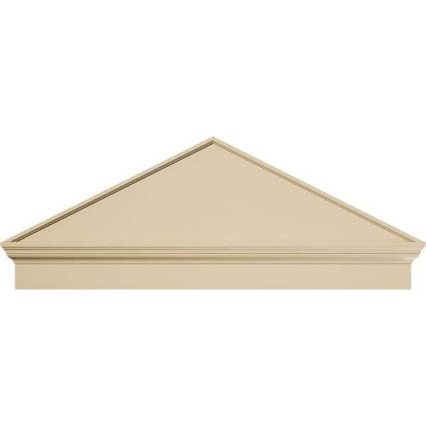 50-in W x 19-3/8-in H x 2-3/4-in P (Pitch 6/12) Peaked Cap Smooth Signature Urethane Combination Pediment, Primed Tan