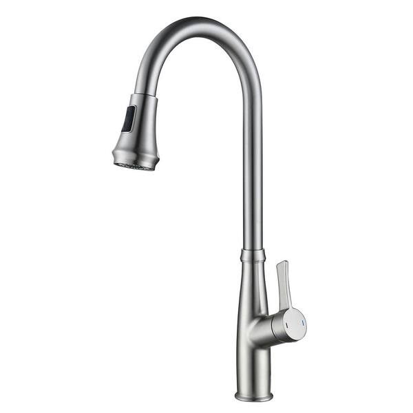 Unbranded Single Handle Pull Down Sprayer Kitchen Faucet with Deck Plate in Brushed Nickel