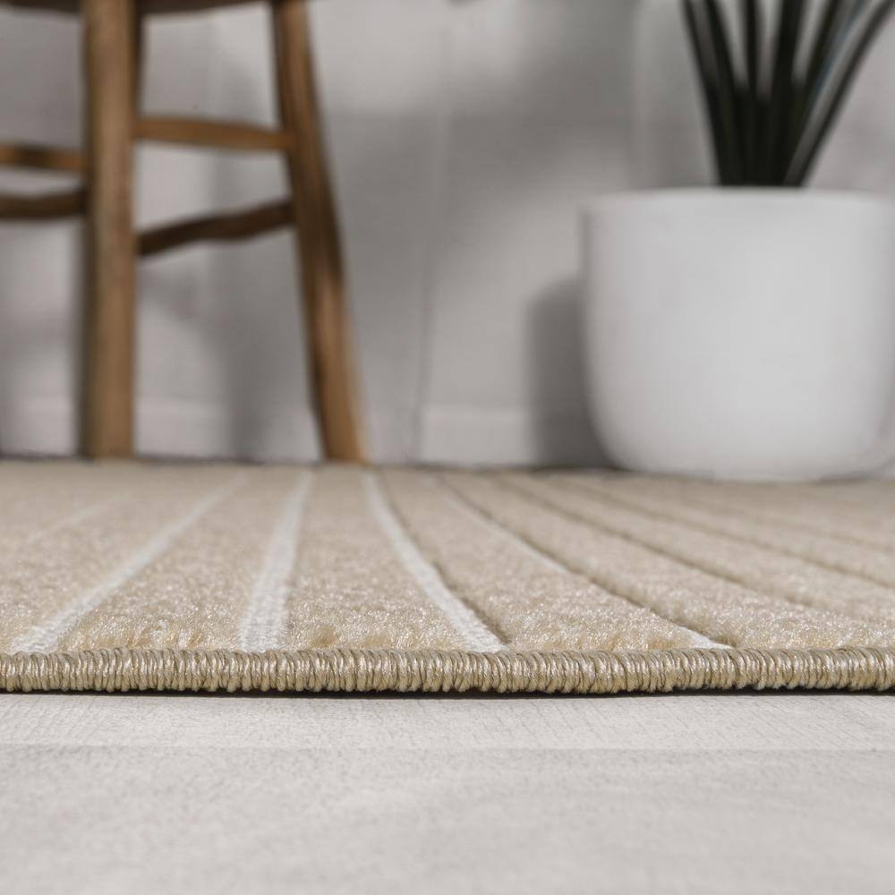 Aarhus Beige and Cream Striped 8' x 10' Synthetic Area Rug