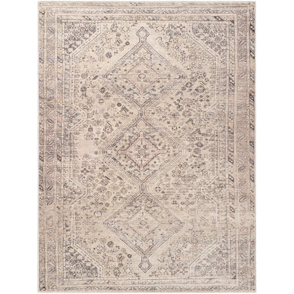 Livabliss Eleni Gray Traditional 7 ft. x 9 ft. Indoor Machine-Washable Area Rug