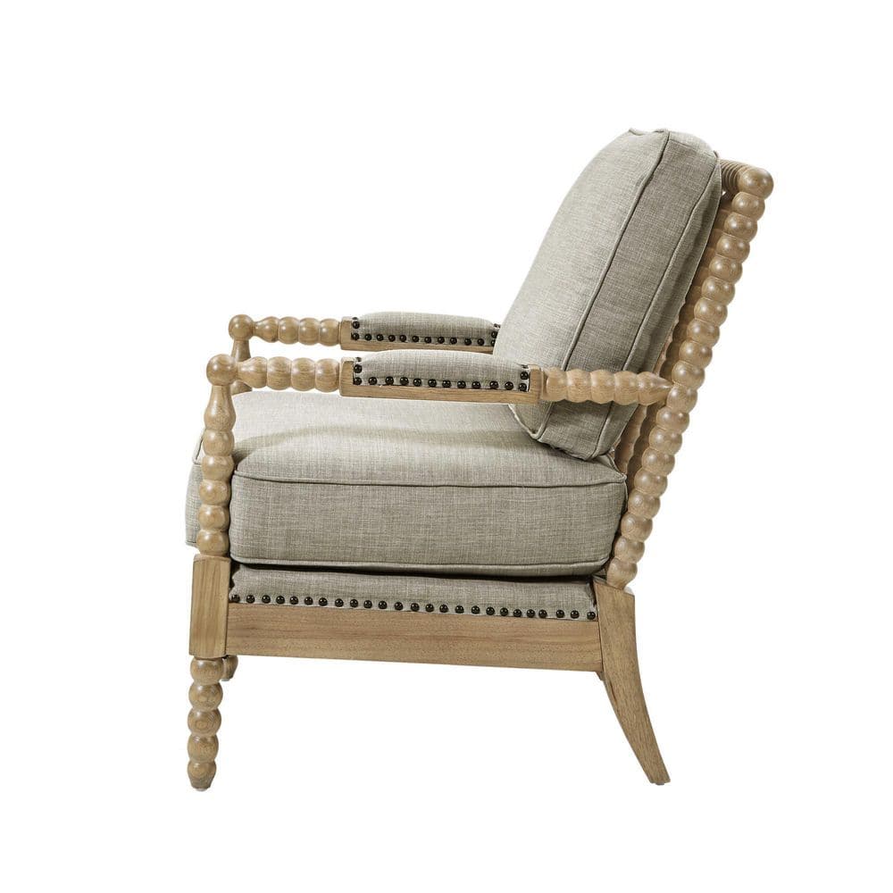 Donohue Light Grey Solid Wood Nailhead Trim Accent Chair