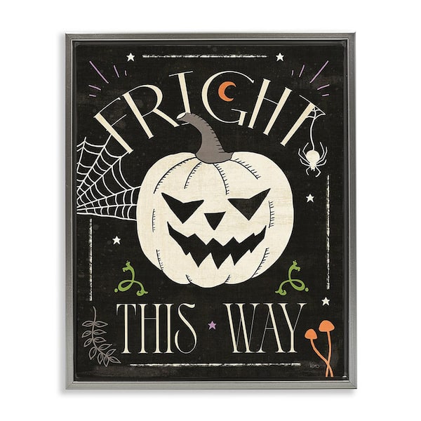 Stupell Industries Fright This Way Phrase by Veronique Charron 1 Piece Floater Frame Graphic Print Typography Art Print 21 in. x 17 in.