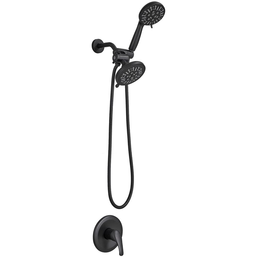 2-in-1 Single Handle 6-Spray Round Rain Shower Faucet 2.5 GPM with Detachable Handheld Shower in Black(Valve Included) price history on PriceWatchPro