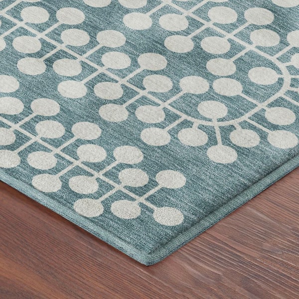 Mayfield Premium Machine Washable Abstract AMF2247 Teal 5 ft. x 7 ft. 6 in. Area Rug