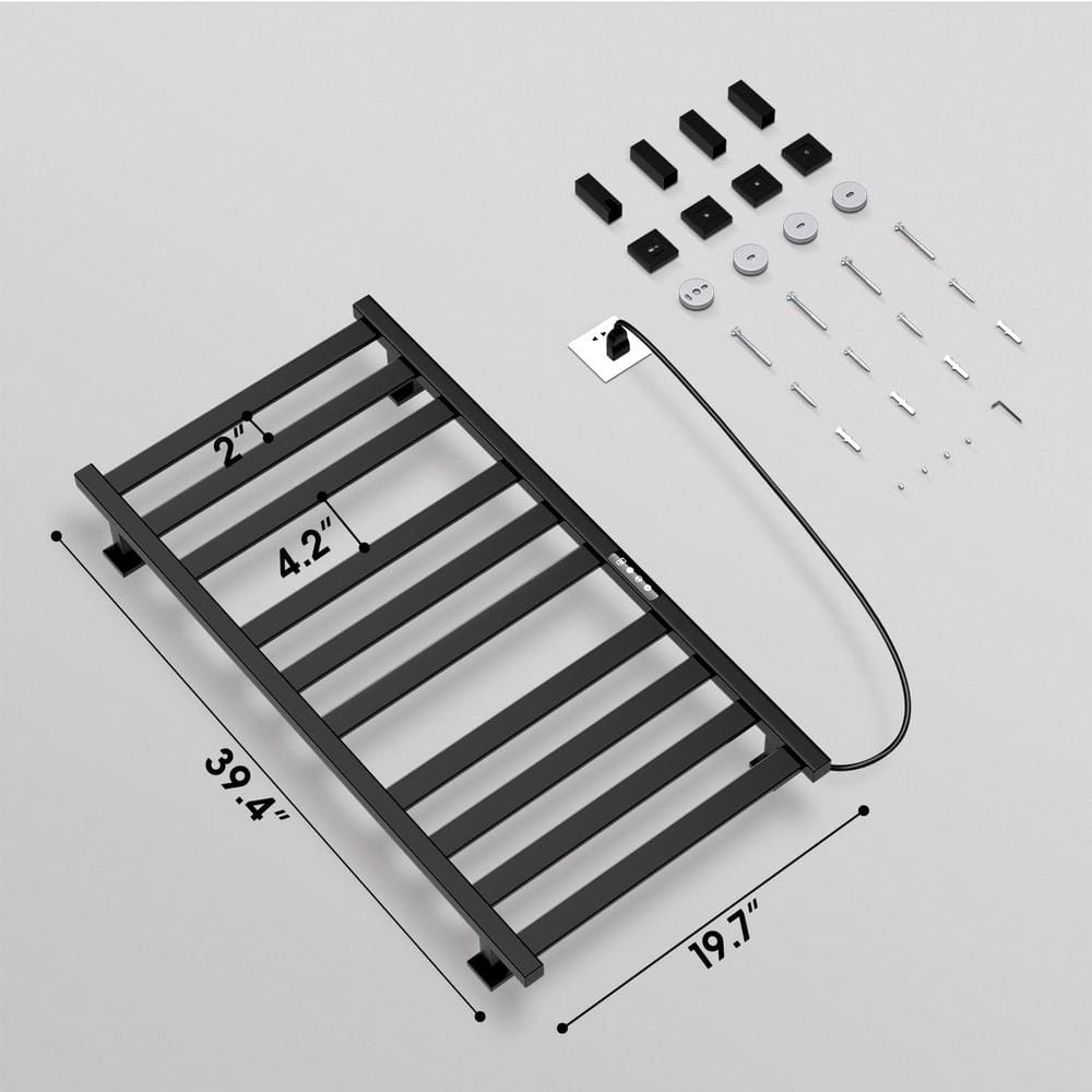 Matte Black 10-Bar Wall Mounted Electric Towel Warmer