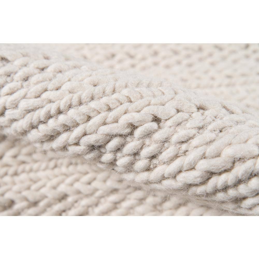 Ivory Hand-Woven Wool Rectangular Area Rug 8'9" x 11'9"