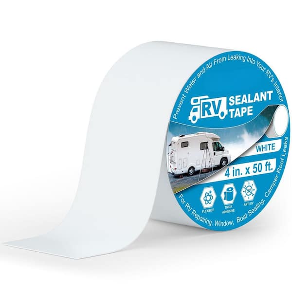 4 in. x 50 ft. Pure White Color Natural Rubber Roof Sealing Tape RV Camper Trailer Boat Sealing Leak Repair