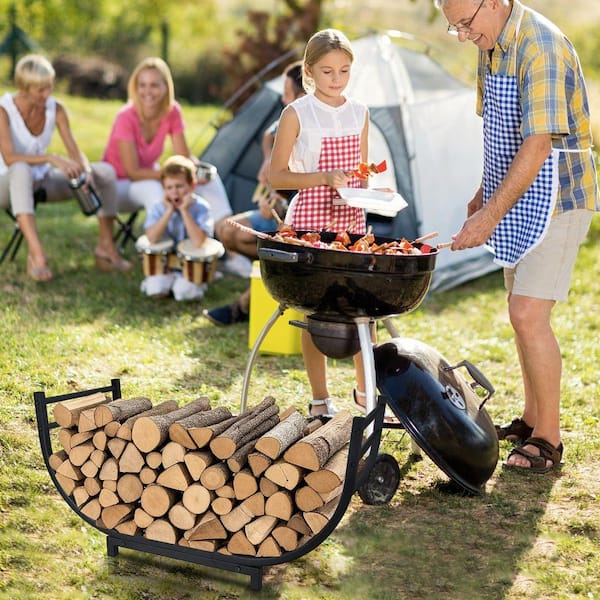 30 Inch Curved Firewood Rack, Indoor Outdoor Log Firewood Holder