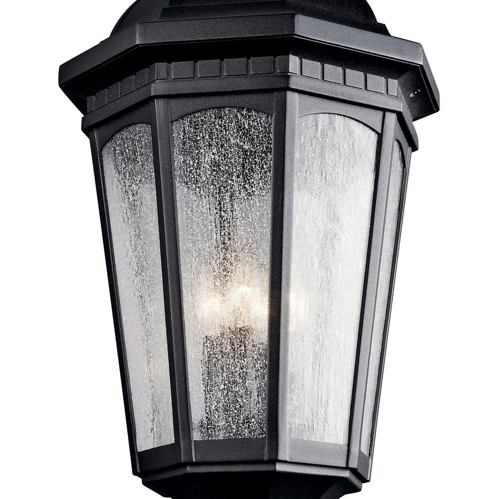 KICHLER Courtyard Hardwired 3-Light Textured Black 4x4 Outdoor Deck Lamp Post Light with Clear Seeded Glass (1-Pack) - 2