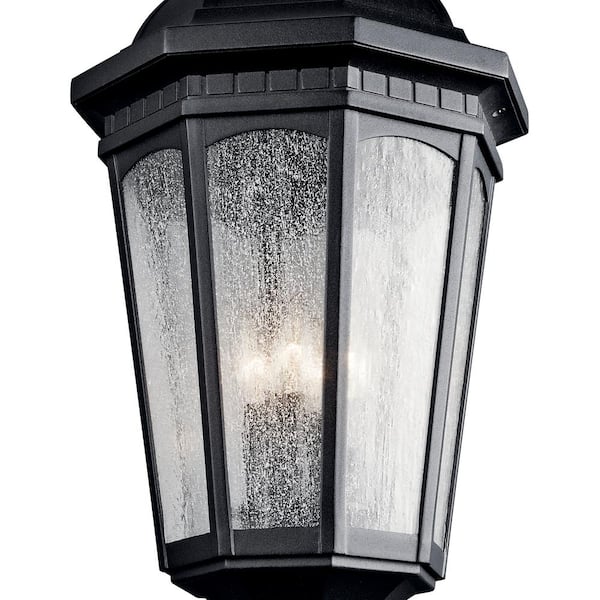 Courtyard 3-Light Textured Black Aluminum Hardwired Waterproof Outdoor Post Light with No Bulbs Included (1-Pack)