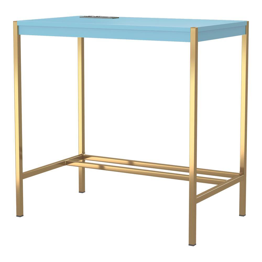 Bunda 30 in. Rectangle Gold Coating and Aruba Blue Writing Desk price history on PriceWatchPro