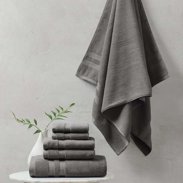 Beautyrest Plume 6-Piece Charcoal Cotton Bath Towel Set Feather Touch  Antimicrobial 100% BR73-2440 - The Home Depot