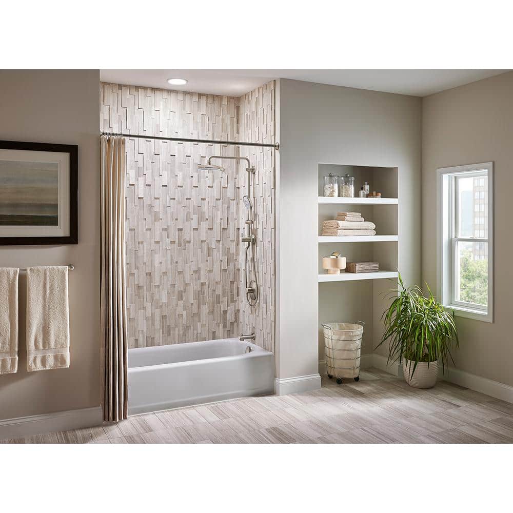 Brushed Nickel Adjustable Height Wall Mounted Shower System