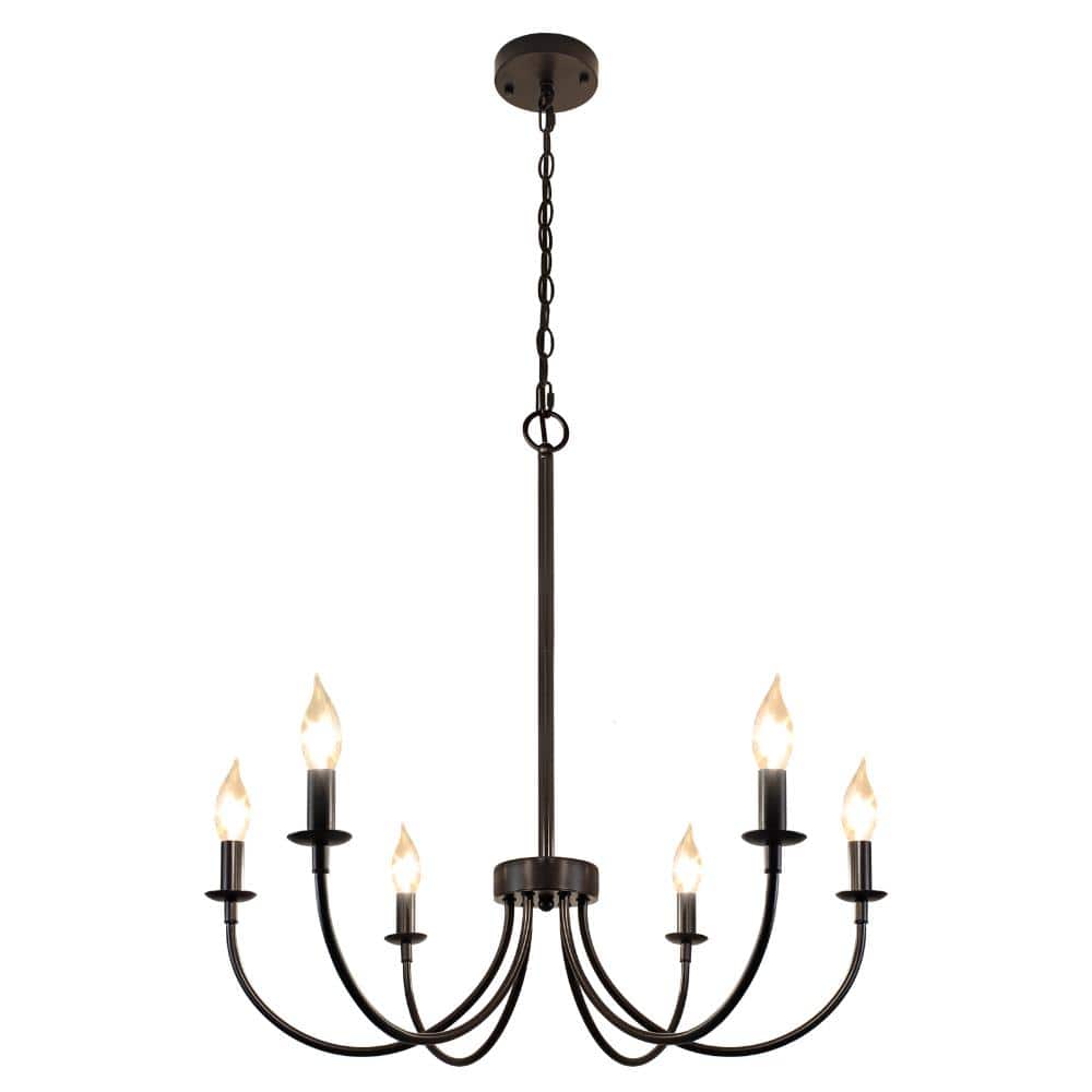 Farmhouse 6-Light Dimmable Matte Black Candle Chandelier price history on PriceWatchPro