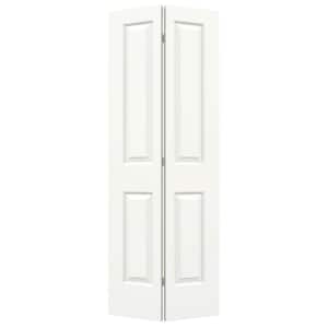 24 in. x 80 in. Carrara 2 Panel Hollow Core White Painted Molded Composite Closet Bi-Fold Door
