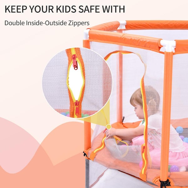 TIRAMISUBEST 55 in. Outdoor/Indoor Mini Toddler Trampoline with Safety  Enclosure Net and Balls in Orange MS1XY97020AAG - The Home Depot