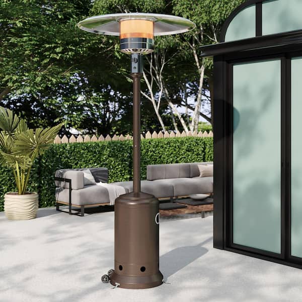 50,000 BTU Heat-Focusing Outdoor Propane Patio Heater with Wheels, Brown