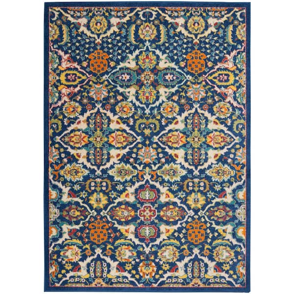 Allur Navy Multicolor 5 ft. x 7 ft. Floral Bohemian Modern Area Rug