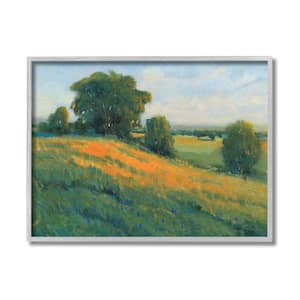 "Green Rolling Hills Blue Poppy Fields Landscapes" by Tim OToole Framed Country Wall Art Print 16 in. x 20 in.