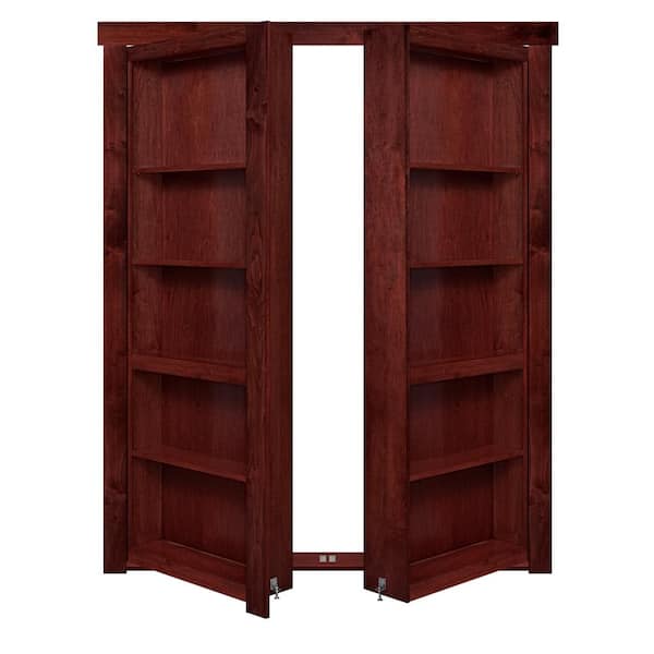 The Murphy Door 72 in. x 80 in. Flush Mount Assembled Maple Cherry Stained Universal Solid Core Interior French Bookcase Door