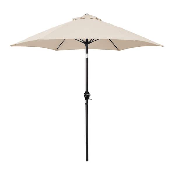 7.5 ft. Aluminum Market Patio Umbrella with Fiberglass Ribs and Crank Lift in Antique Beige Polyester