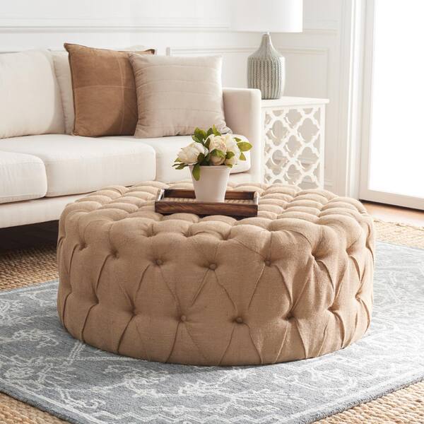 SAFAVIEH Charlene Beige Tufted Ottoman MCR4638C