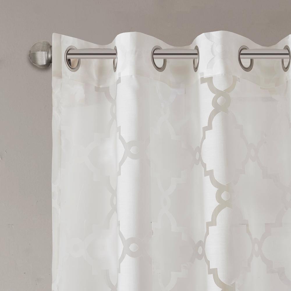 White Sheer Polyester Grommet Curtain Panel