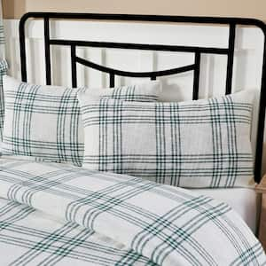 Pine Grove Plaid Green White Plaid Cotton King Sham