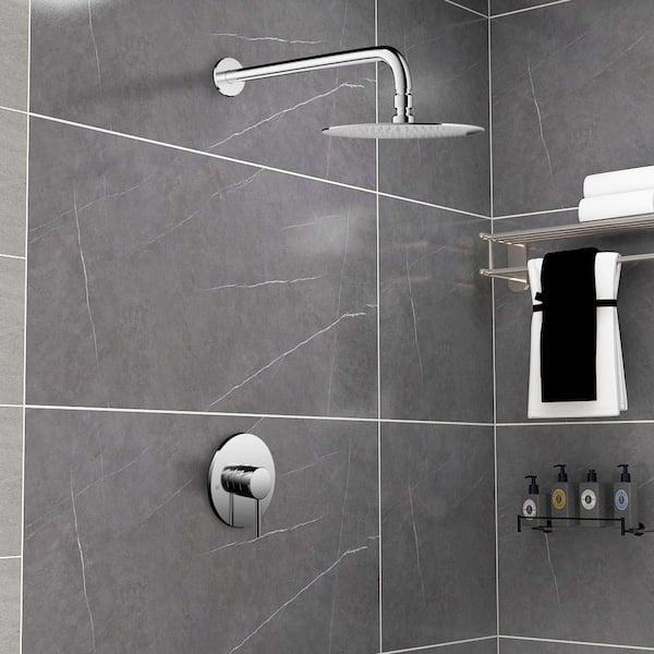 Single-Handle 1-Spray Shower Faucet 1.5 GPM with Pressure Balance in. Chrome (Valve Included)