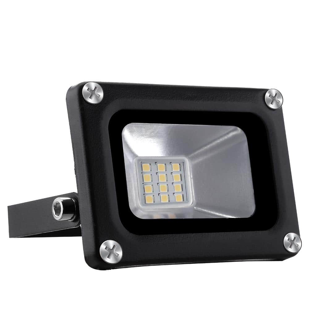 10-Watt 120-Degree Black Outdoor Integrated LED Flood Light 3000K Warm Whit