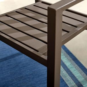 Mix and Match Dark Taupe Stackable Steel Slat Outdoor Patio Dining Chair