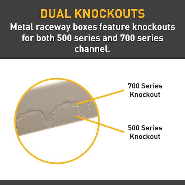 Wiremold 500 and 700 Series Metal Racewal 15/16 in. Deep 2-Gang Starter Box, Ivory