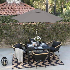 9 ft. Steel Market Push Tilt Patio Umbrella in Polyester Taupe