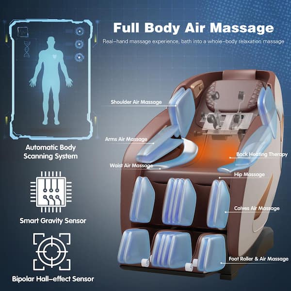 Costway Relaxe Zero Gravity Shiatsu Massage Chair with Heating (SL-Track)  in Beige JL10003WL-CF - The Home Depot