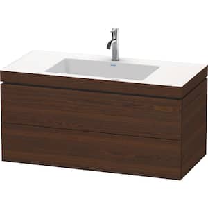 L-Cube 39.375 in. W x 18.875 in. D x 19.625 in. H Floating Bath Vanity in Brushed Walnut with White Ceramic Top