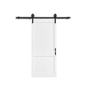 Dorian 36 in. x 84 in. Textured White Sliding Barn Door with Solid Core and Soft Close Hardware Kit