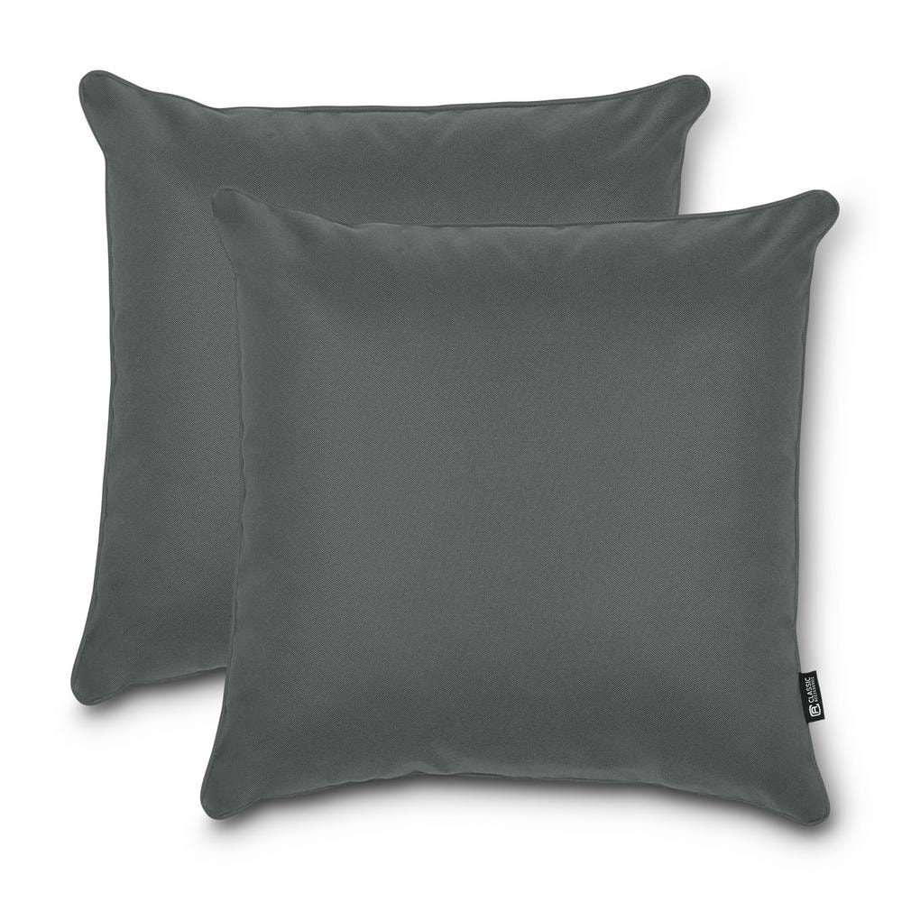 Montlake FadeSafe Light Charcoal Square Outdoor Pillow Set