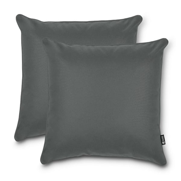 Classic Accessories Montlake FadeSafe 20 in. x 20 in. x 8 in. Indoor/Outdoor Accent Throw Pillows in Light Charcoal (2-Pack)