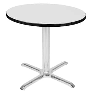 Eiss 32 in. Round White and Chrome Composite Wood X-Base Table (Seats 4)