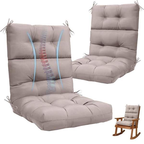 High Back Chair Cushions Set of 2,44 in. x 22 in. x 4 in. Thick Replacement Cushions for Outdoor Patio Khaki
