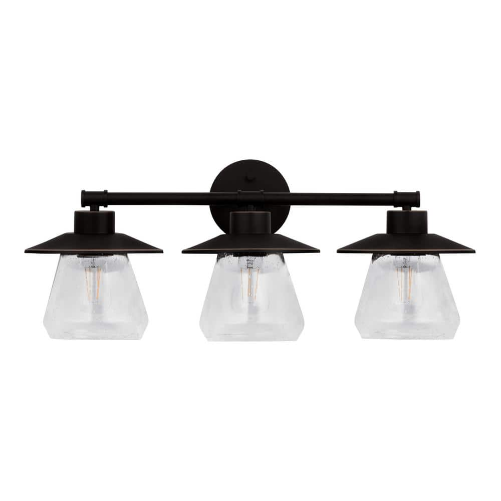 Hampton Bay Northmoore 26 in. 3-Light Oil Rubbed Bronze Farmhouse Bathroom Vanity Light