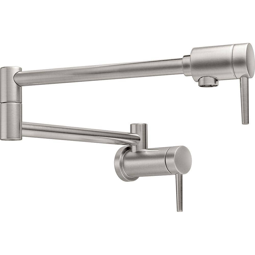 Stainless Steel Wall Mounted Dual Handle Pot Filler Faucet