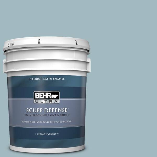 BEHR ULTRA 5 gal. #BIC-23 Hopeful Blue Extra Durable Satin Enamel Interior Paint & Primer