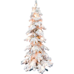 7.5 ft. Pre-Lit Flocked Elk Mountain Snow Artificial Christmas Tree