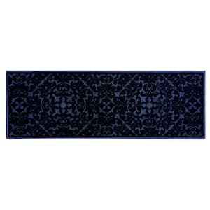 Myla Collection Navy 20 in. x 60 in. Polyester Rectangle Area Rug