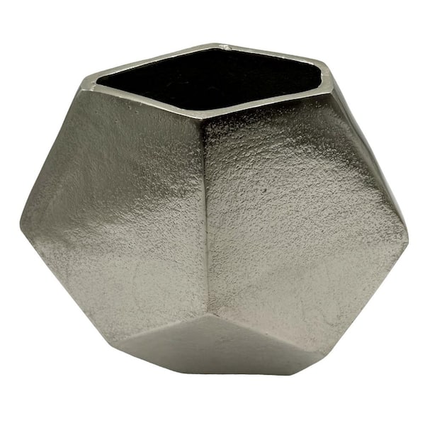 castellousa Silver 10 in. Aluminum Amphora Metal Decorative Diamond Vase