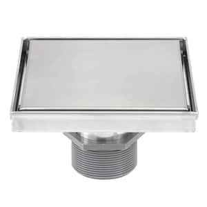 Shower Square Linear Drain 6 in. Brushed 304 Stainless Steel 2-sided Reversible Tile Insert Grate